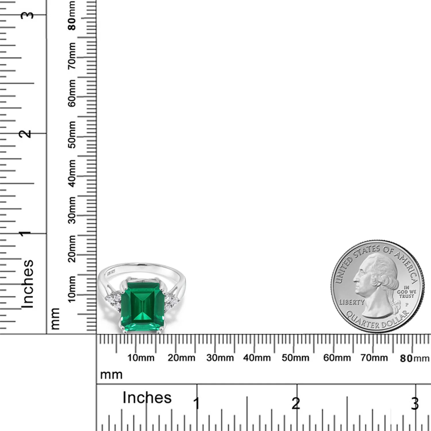 GemStoneKing 5 66 Ct Изумруд зеленый имитация изумруда 925 пробы серебряные коктейльные