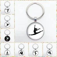 new gymnast keychain artistic gymnast patterned glass pendant keychain gymnast memorial gift