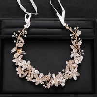 trendy wedding hair accessories gold rhinestone crystal headband bridal tiara wedding headband handmade jewelry accessories