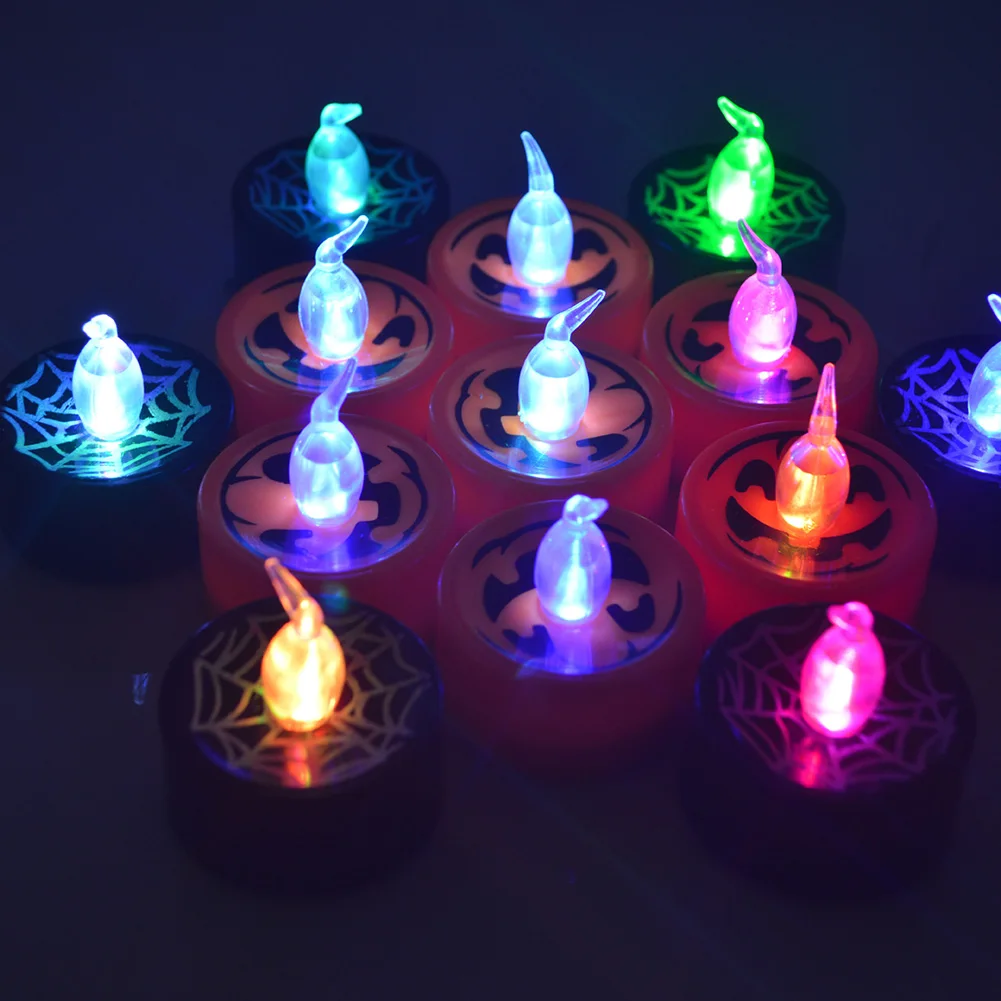 

12pcs/set Halloween Pumpkin Flickering Festival Holiday Lighting Led Tea Light Party Ornaments Home Decor Flameless Candle