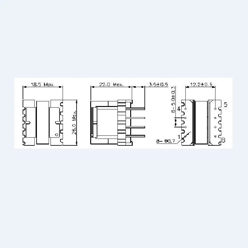 EE25 Трансформатор бобины PC40 ферритовый сердечник Вертикальный 4+ 4pin
