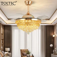 52 inch invisible crystal chandelier ceiling fan light remote control modern led roof lighting ceiling fans for home ventilador