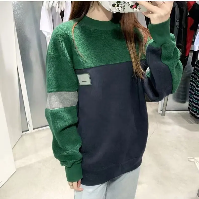 

Women sweatshirt Plush patchwork o-neck long sleeve pullover tops fashion casual lady sweatshirt
