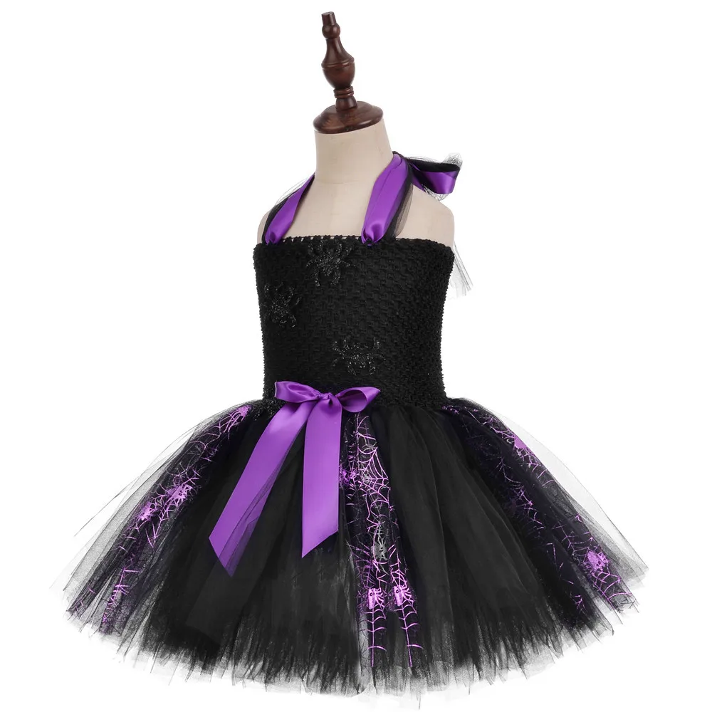 Детский костюм паука для косплея на Хэллоуин черное фиолетовое платье