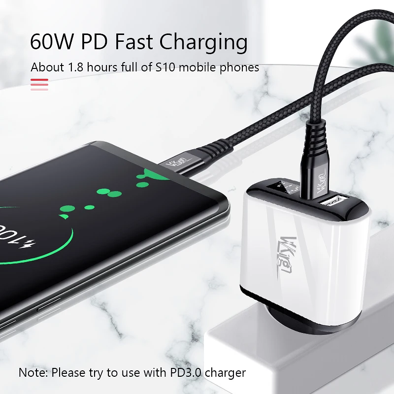 VVKing PD кабель для зарядки типа C-C кабель 1,2 м Быстрая зарядка для samsung huawei Xiaomi для MacBook PD3.0 type-C USB-C шнур для зарядки