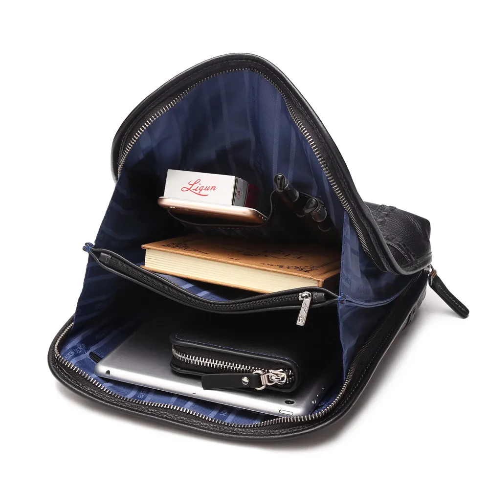 

BISON DENIM Genuine Leather Men's Bag Brand Black Business Male Messenger bags Man Crossbody Bags For Men ipad N2531
