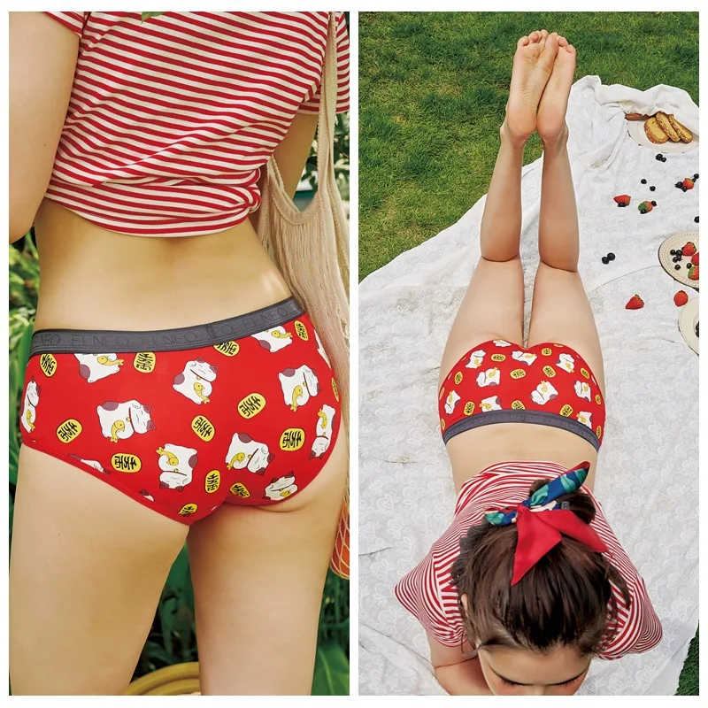 Женское хлопковое нижнее белье с принтом в виде Красного Черепа | Женская одежда