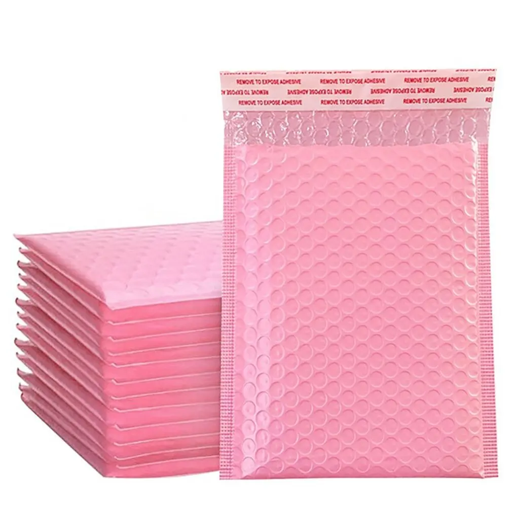 

50PCS Bubble Mailers Padded Envelopes Lined Poly Mailer 5 Sizes Shockproof Mailer waterproof Mailer Self Seal Pink fast shipping
