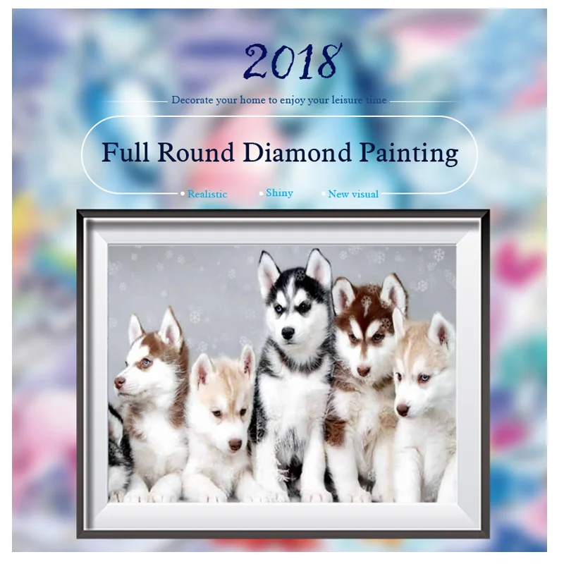 Полный 5D Diy Daimond картина крестиком "хаски собака" 3D круглая Алмазная мозаика