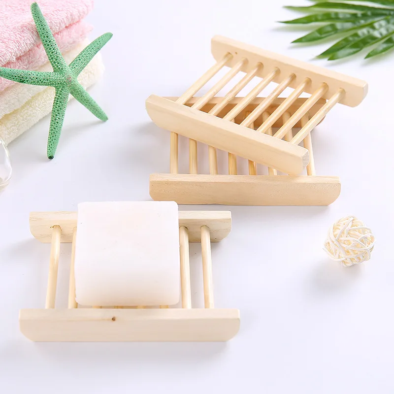 

Wooden Natural Bamboo Soap Dishes Tray Holder Storage Soap Rack Plate Box Container Portable Bathroom Soap Dish Storage Box