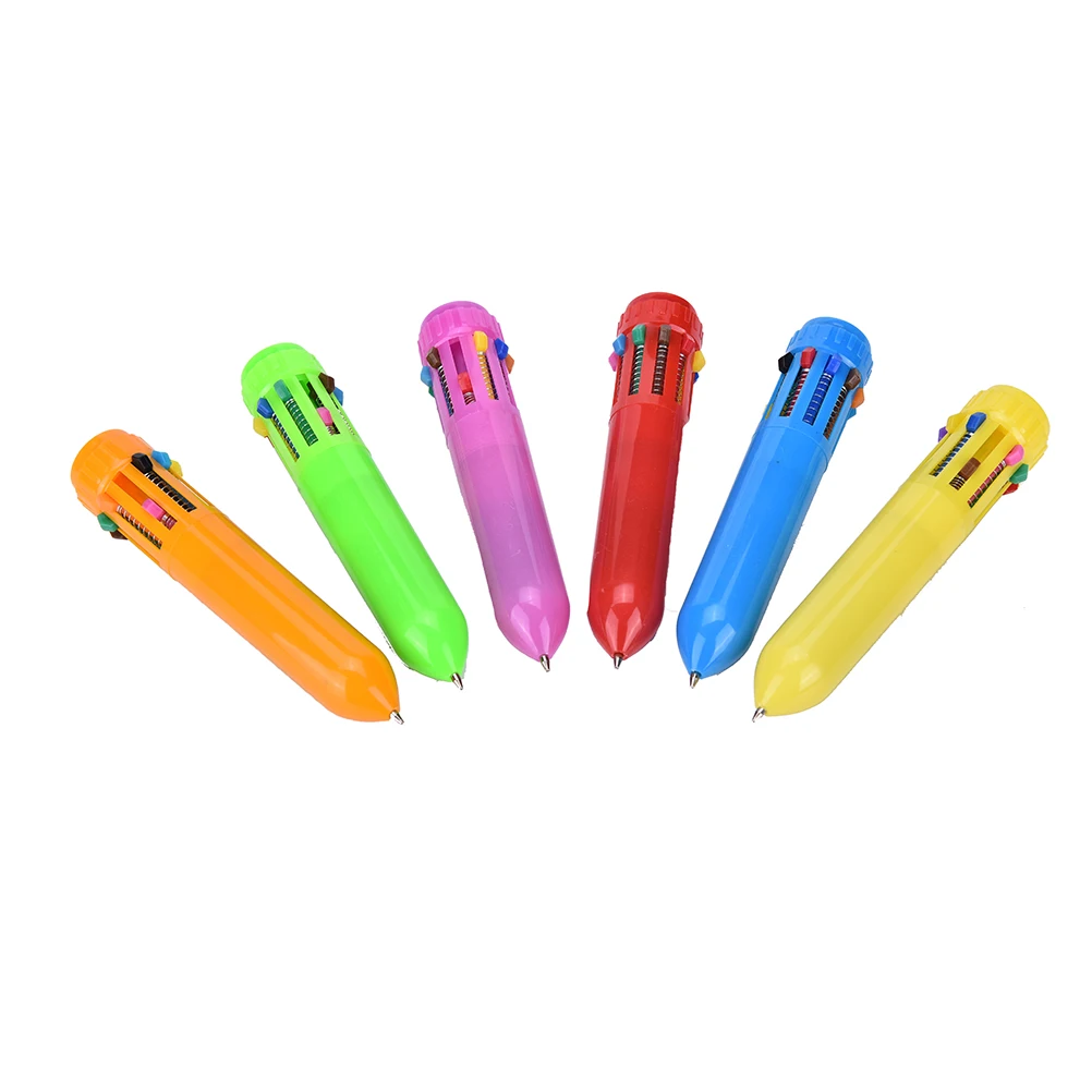 

10 Colors Multifunction 10-in-1 Creative Cute Cartoon Multi-color Ballpoint Pen Pressed Oil Color Personalized Stationery 1pc