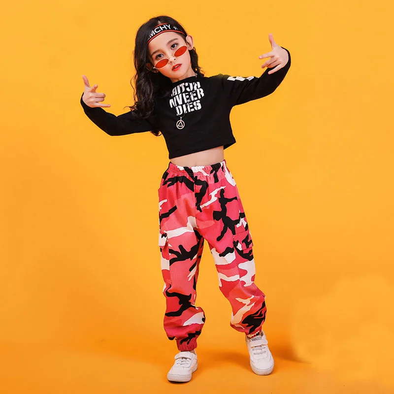 2PCS Set Youth Girls Street Style Casual Jazz Dancing Clothing Sets Teens Camouflage Hip-hop Performance Teenagers Dance Suit | Детская