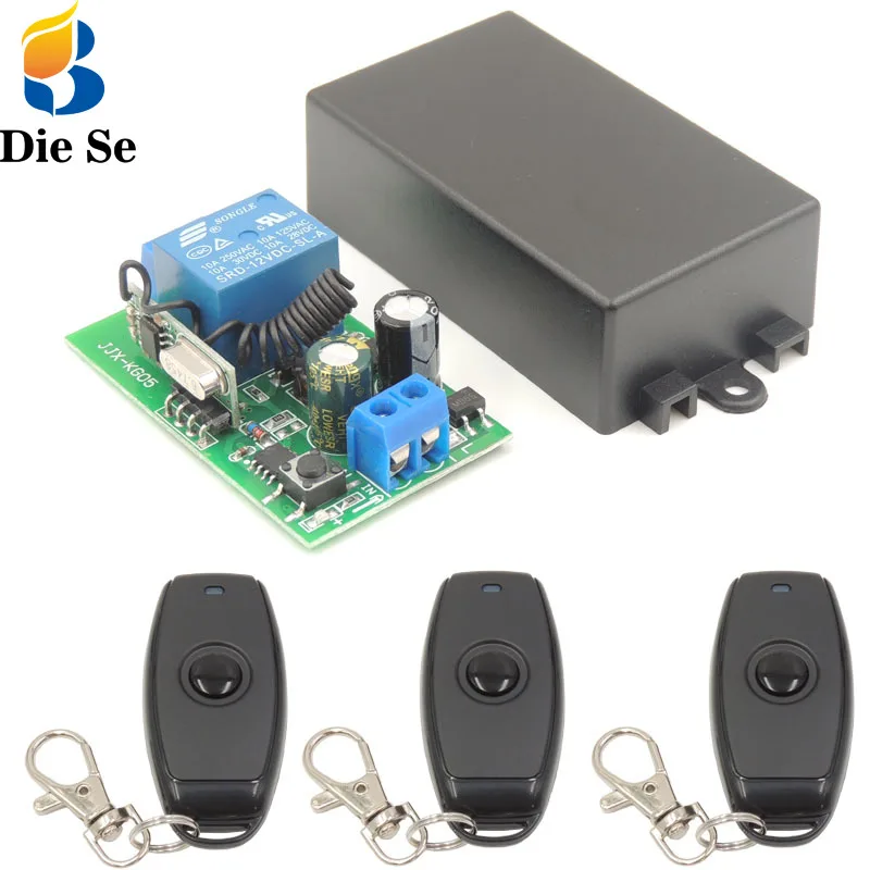 1 Receiver 3 RC DieSe 433 МГц AC85~ 220 В реле 1CH RF модуль приемника и пульт дистанционного управления для светильник контроллер лампы и умный дом - Цвет: 1 Receiver 3 RC
