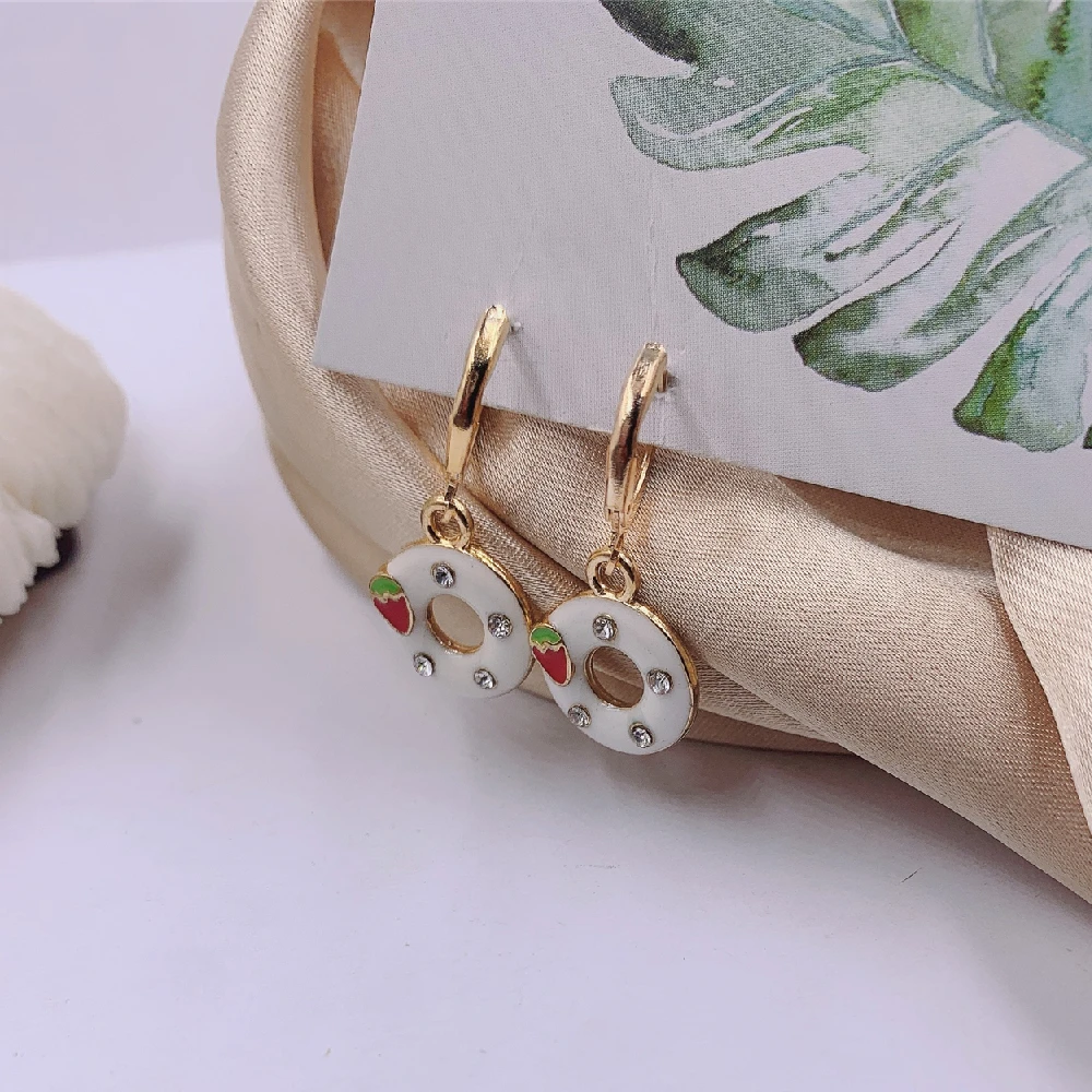 Новые модные висячие серьги в виде пончика забавные стильные Мультяшные