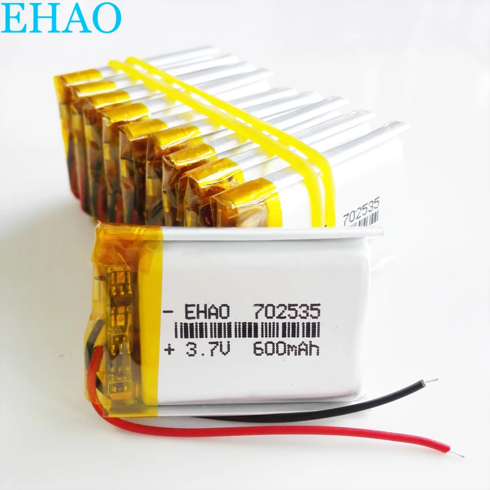 Лот 10 шт EHAO 702535 3 7 V 600mAh литий полимерный LiPo аккумуляторная батарея для Mp3 GPS bluetooth