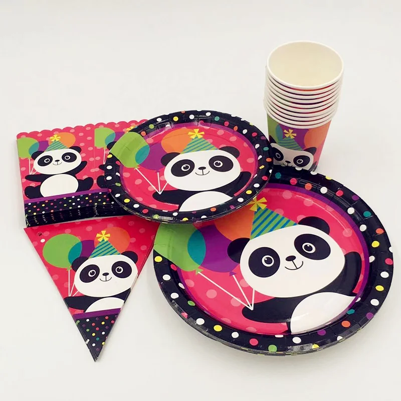 Одноразовые наборы посуды в виде милой панды с мультяшным рисунком для будущей