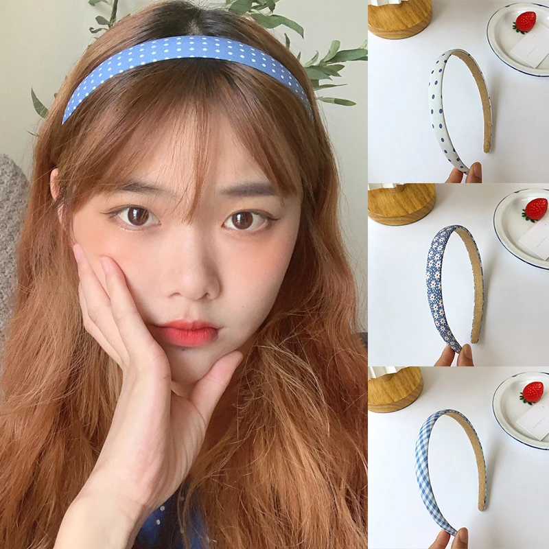 

Floral Headband Fashion Head Wrap Hair Hoop Vintage Korean Girls Hairbands Blue Sweet Summer Floral Thin Tiara Hair Accessories