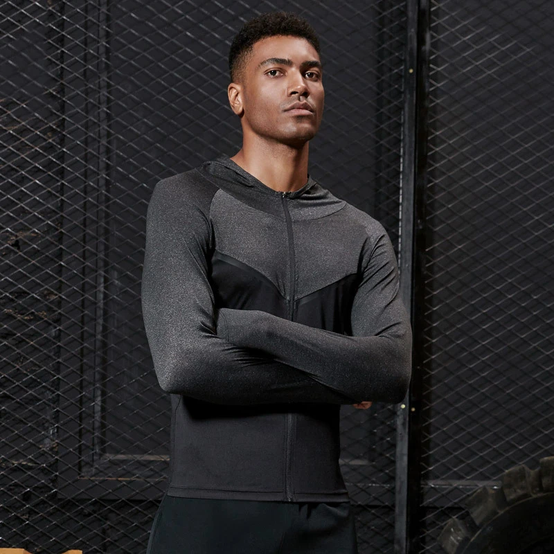 Быстросохнущая мужская куртка для бега спортивная фитнеса одежда спортзала с