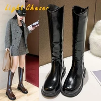 large size 35 43 genuine women boots stiletto heels pointed toe ladies shoes winter solid color knee high boots womens boots