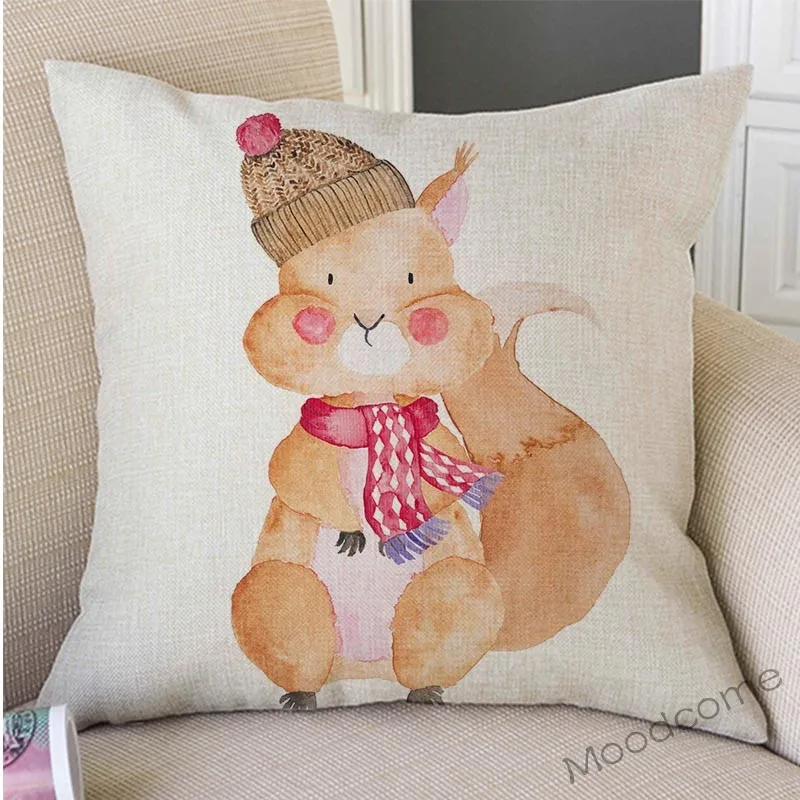 Милый Рождественский чехол с изображением лесных животных совы лисы медведя