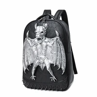 jierotyx 3d leather backpack fashion men bat backpack computer laptop bags cool travel bags girls school punk rivets halloween