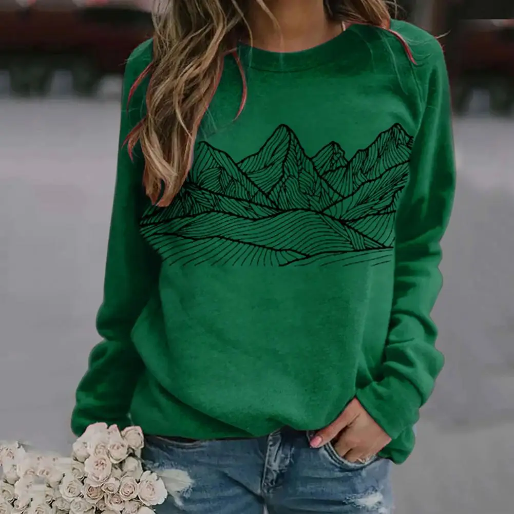 

Pullover Sweatshirt Soft Women Pullover Top Printed O Neck Women Top