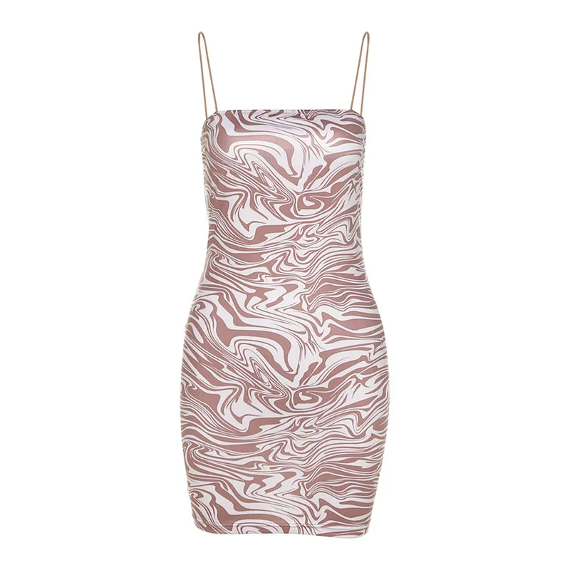 

Sexy Print Y2K Strap Summer Dress Skirt Robe Mini Bodycon Dress Women Femme Party Slash Neck Backless Aesthetic Fashion Clothes