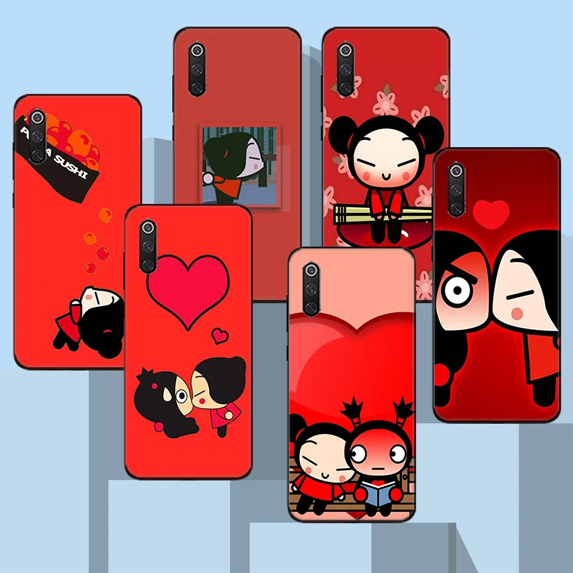 

Cute Cartoon Pucca Garu Black Phone Case For Xiaomi Redmi Note 10 Pro 10S 9S 8T 7 8 9 9A 9C 9T 8A 7A 6A 5 6 Cover Capa Housing