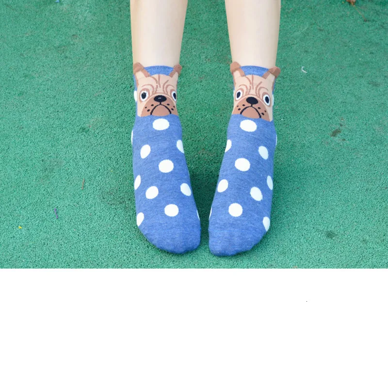 Зимние женские носки в Корейском стиле забавные хлопковые горошек с рисунком