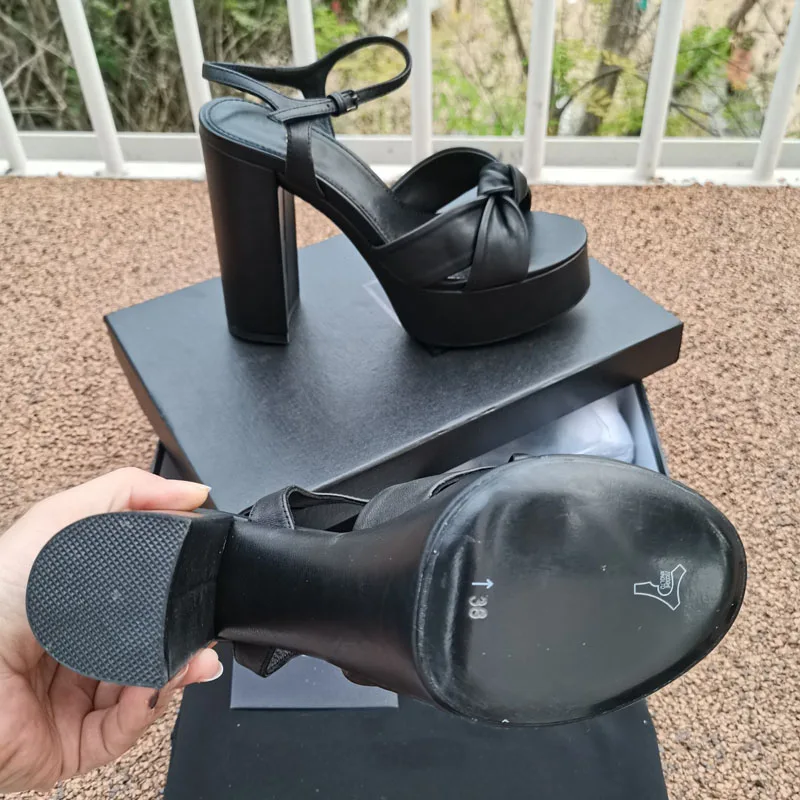 

Ollymurs New Genuine Leather Bowtie Sexy Platform Super HIgh Heel Sandals Wedding Party Shoes Women Zapatos Mujer