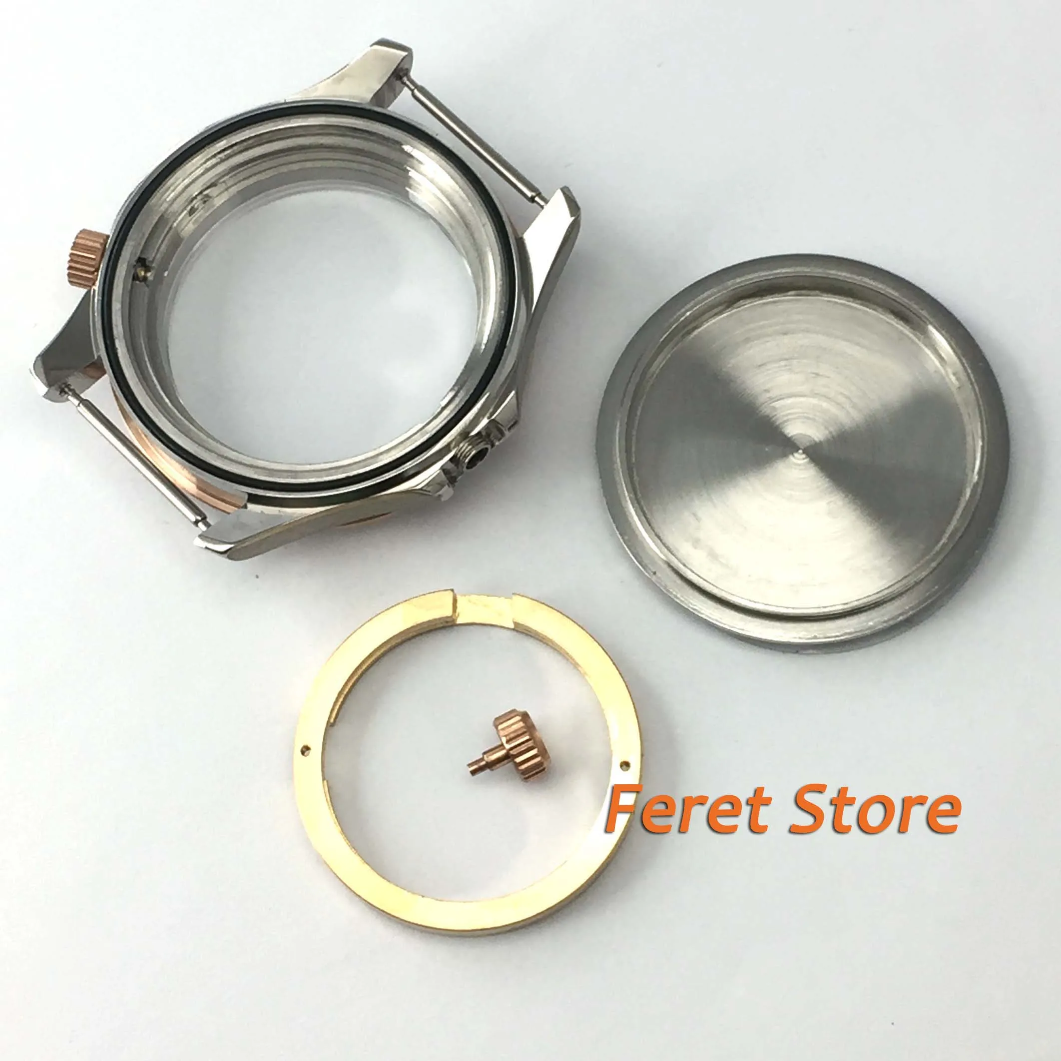 Полированный 41 мм розовое золото черный Сапфир из нержавеющей стали подходит для