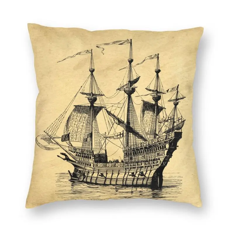 

Tall Ship Vintage Sailing Sailor Throw Pillow Cover Home Decorative Nautical Pirate Boat Cushion Cover 40x40 Pillowcover Sofa