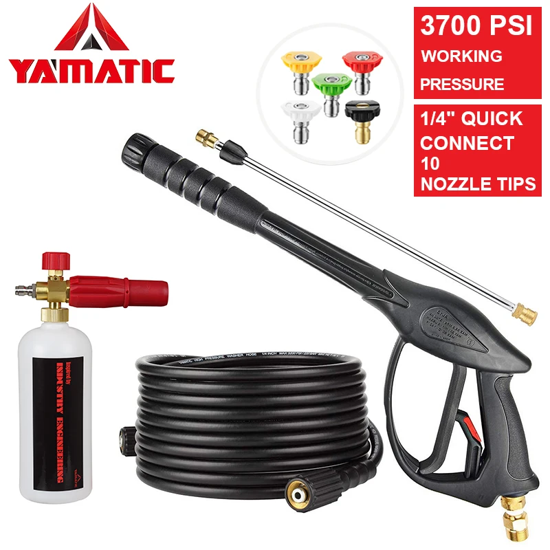 

YAMATIC высокий пистолет для мойки под давлением Комплект пистолет для мойки авто 22 "палочка 5 наконечников распылителя с высоким давлением мыл...