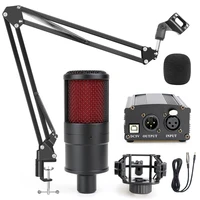 studio condenser microphone sound card phantom power kits karaoke metal microphone gaming for pc computer phone streaming mic
