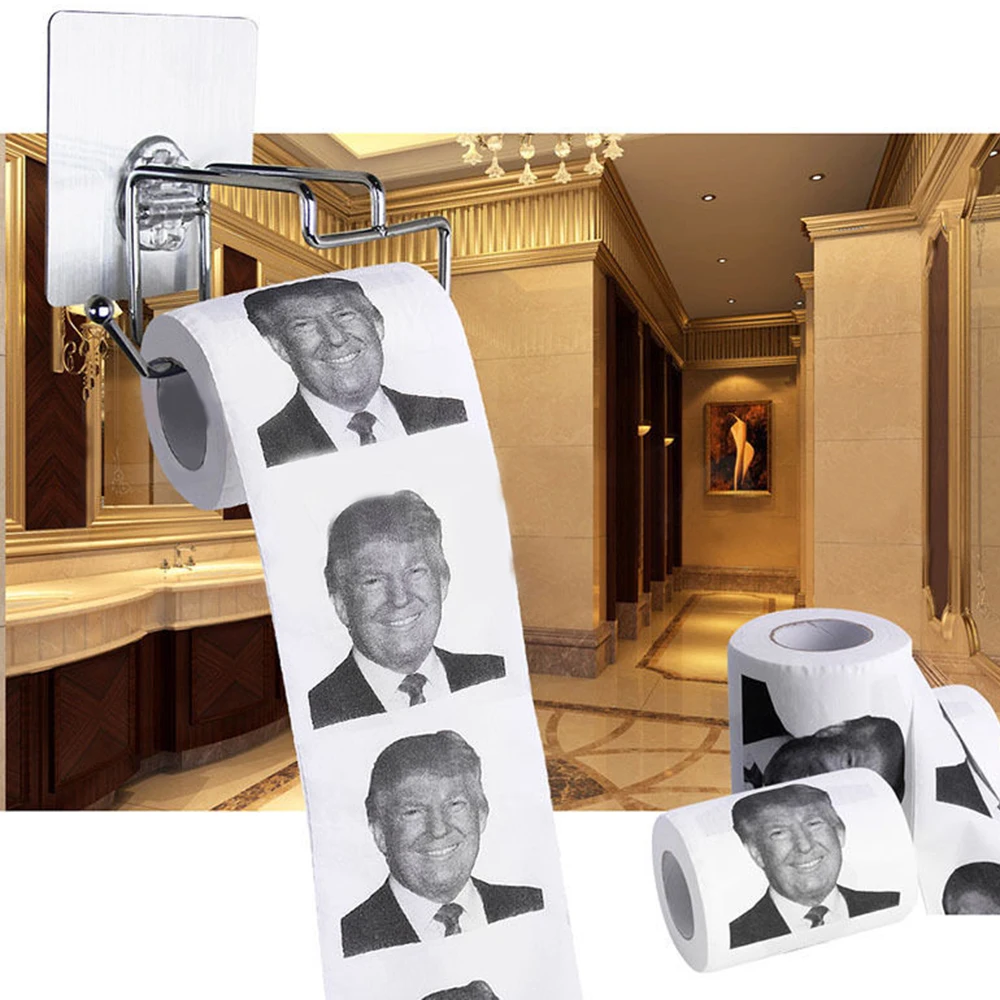 Новинка! Забавный Трамп поцелуй лицо туалетная бумага рулон холлари рулон бумаги Рождество туалетная бумага Рождественский подарок поставки ткани