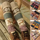 Женские Гетры, длинные носки, Рождественские Зимние теплые Гетры, вязаные крючком Длинные Вязаные гольфы, леггинсы, Гетры