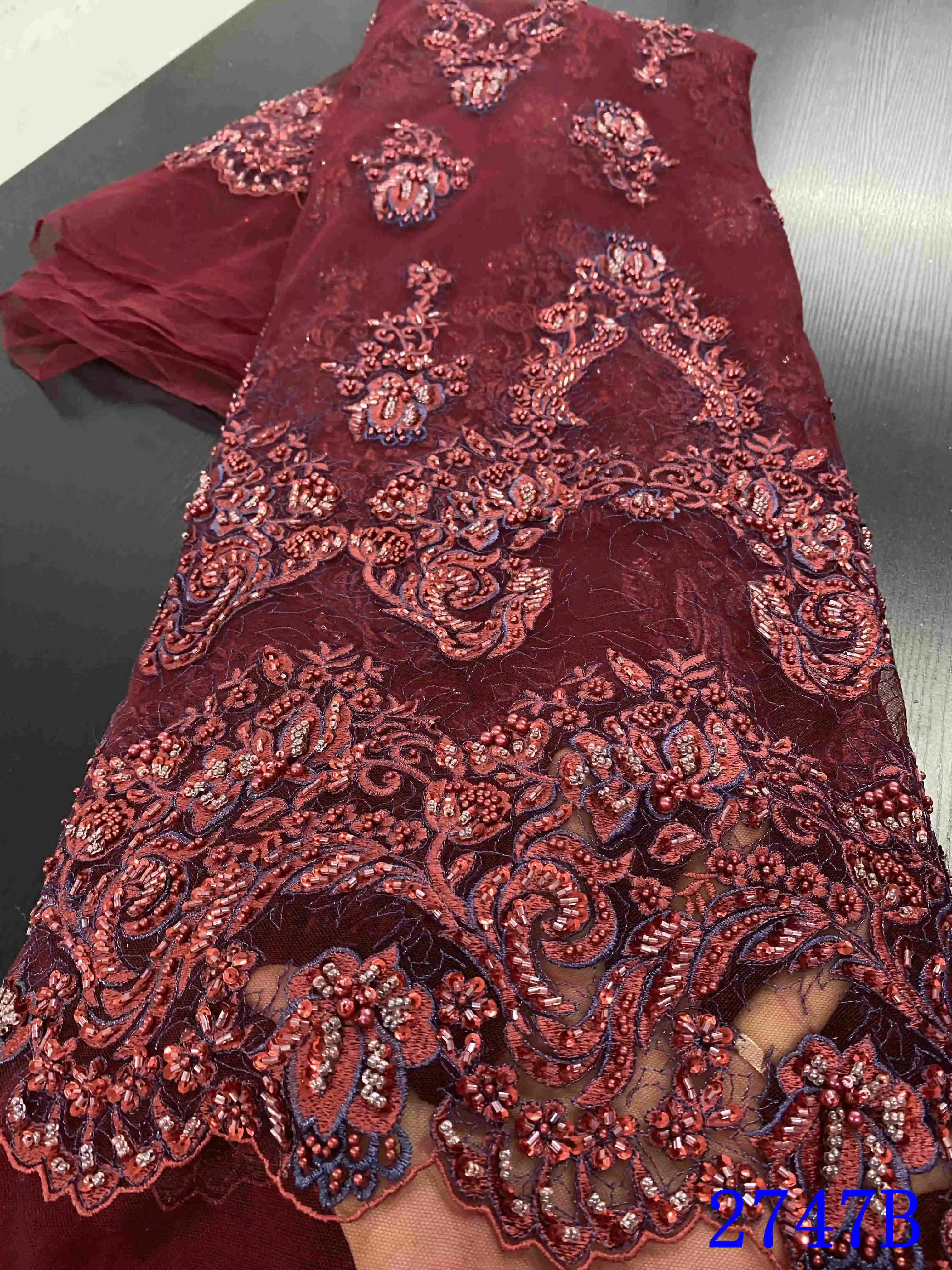 Африканская кружевная ткань с бисером 2020 Высококачественная французская