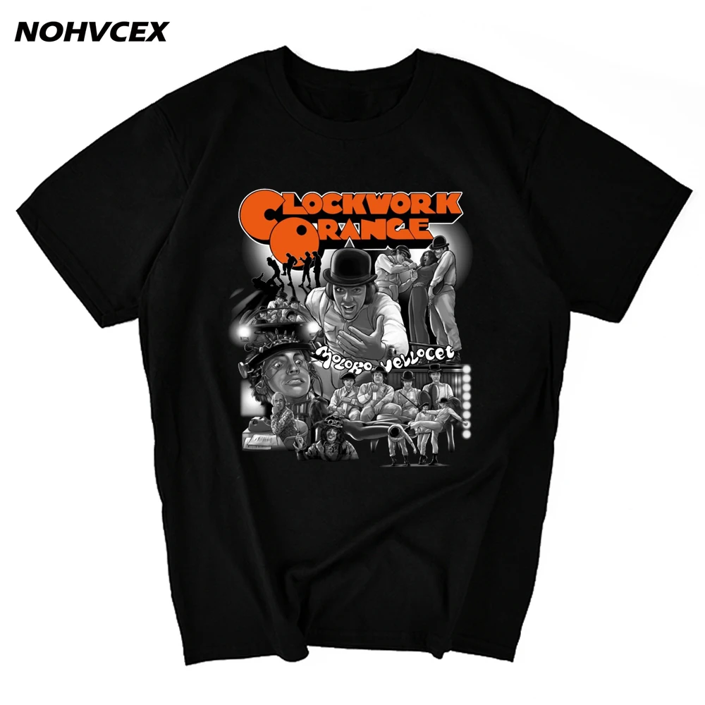 Мужская хлопковая футболка с коротким рукавом и круглым вырезом|clockwork orange|t-shirt