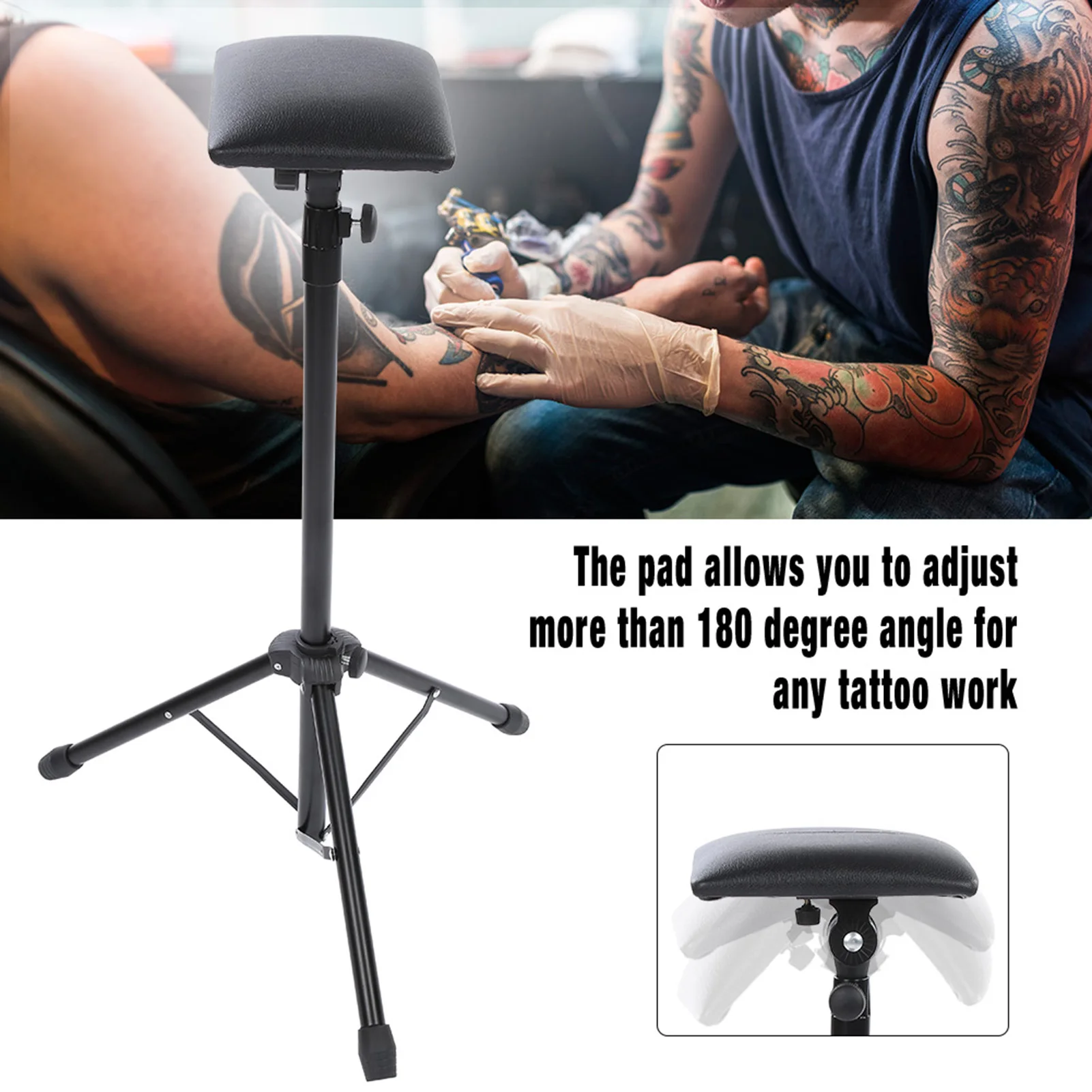 Professional Height Adjustable Tattoos Armrest Tripod Stand With Soft Sponge Pad Portable Cushion Stand Holder Arm Tattoos Tools