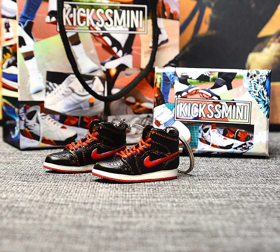 a pair w metal ring Персональный DIY Jordan Generation AIR JORDAN 1 chicago 3D кроссовок фигурный брелок сумка Подвеска парный брелок - Цвет: a pair w metal ring