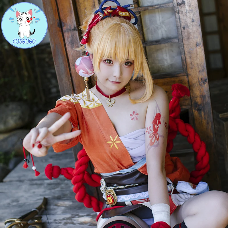 Аниме! Genshin Impact Yoimiya элегантный костюм для косплея вечеринки на Хэллоуин новинка