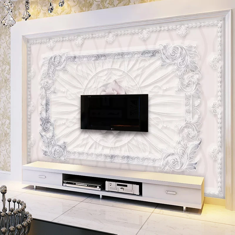 Европейский стиль Тисненый Цветочный узор фото фрески обои гостиная отель