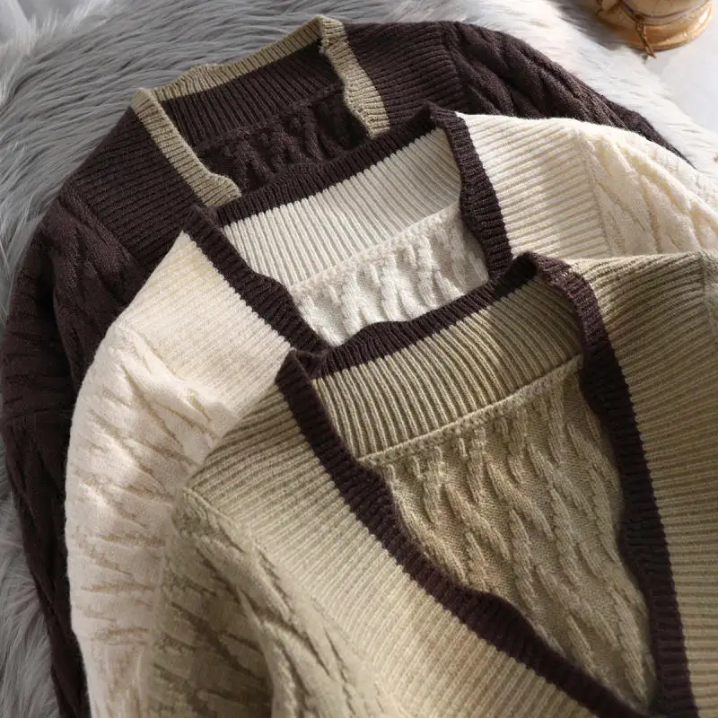 

Spring Autumn Knitted Cardigan Women Sweater Solid Fashion Long Sleeve Ladies Cardigan Coats Loose Button Tops Female XXL Q4271