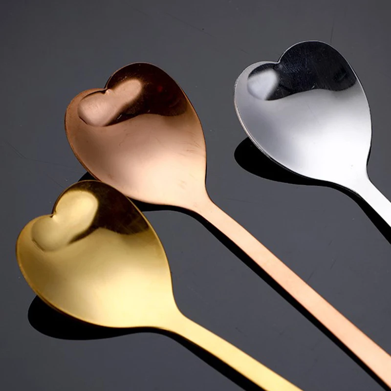 

10 шт., ложка из нержавеющей стали в форме сердца
