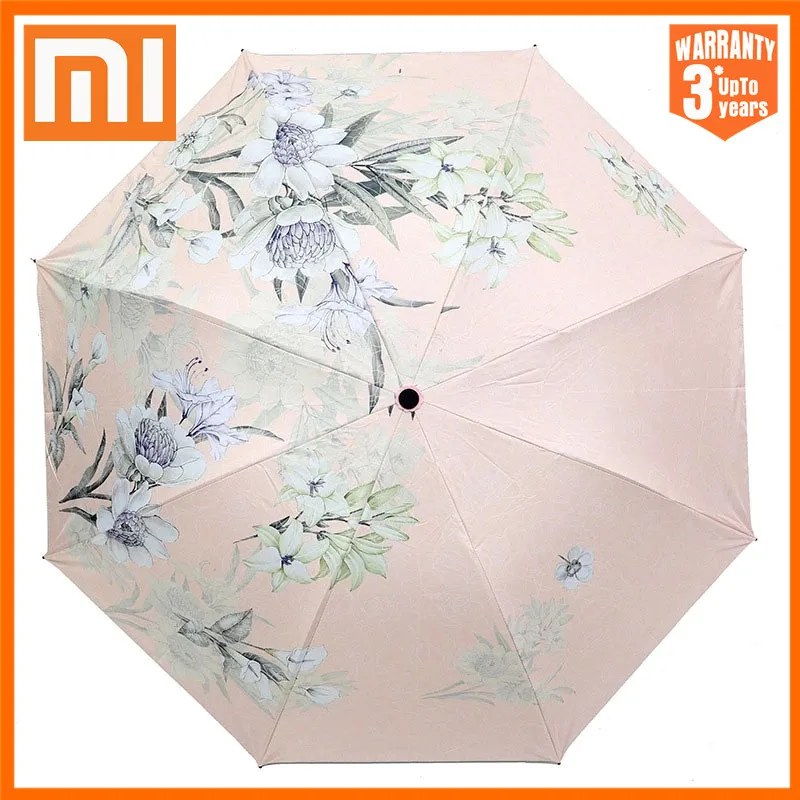 

Xiaomi New Arrival Flowers Print Umbrellas Windproof Sunny and Rainy Folding Umbrellas for Women Parasol Gift Sunshade Umbrella