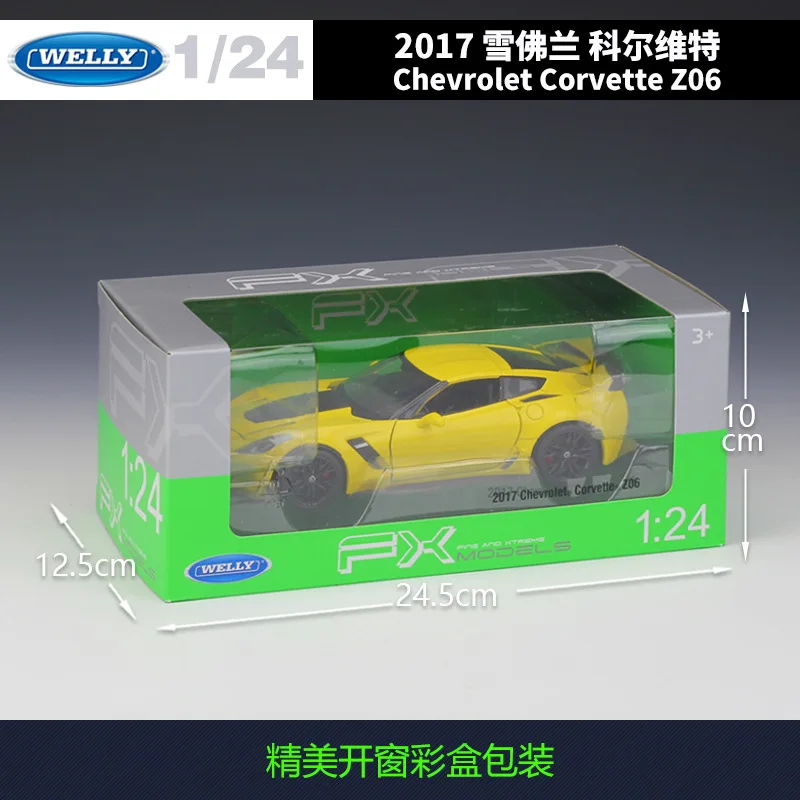 

Welly 1:24 2017 Chevrolet Corvette Z06 Metal Luxury Vehicle Diecast Pull Back Cars Model Toy Collection Xmas Gift