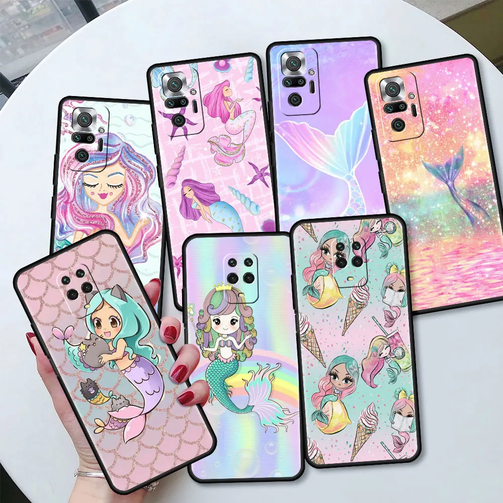 

Phone Cover for Xiaomi Redmi Note 9S 9 8 7 8T 10 Pro 9C 9A 7A 6A 8A 6 K40 Tpu Funda Soft Back Case Cute Mermaid