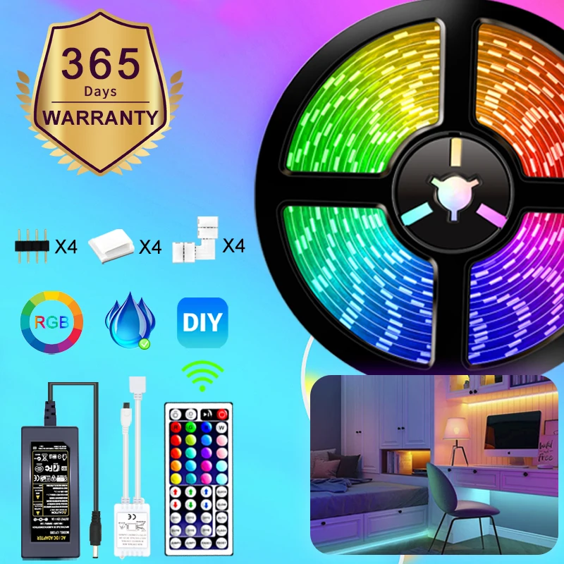 RGB 5050 Светодиодный светильник с дистанционным управлением DC12V 5 м/10 м/15 м