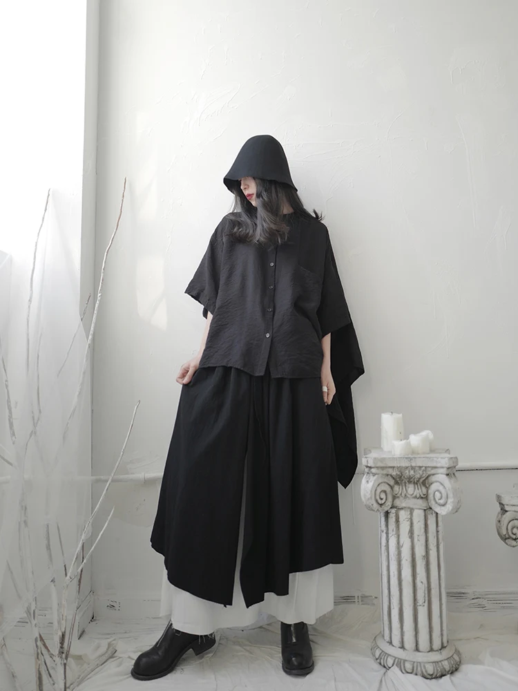Dark Yamamoto Style half-length Skirt woman Chinese style personality Irregular Design Feeling Minority double-layer show thin s