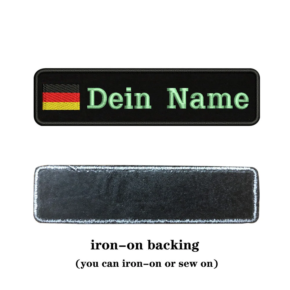 Light blue-iron on На заказ Вышивка Флаг Германии имя или заплатка с текстом 10 см* 2,5 см значок Утюг на или липучке Подложка для одежды брюки рюкзак шляпа - Цвет: Light blue-iron on